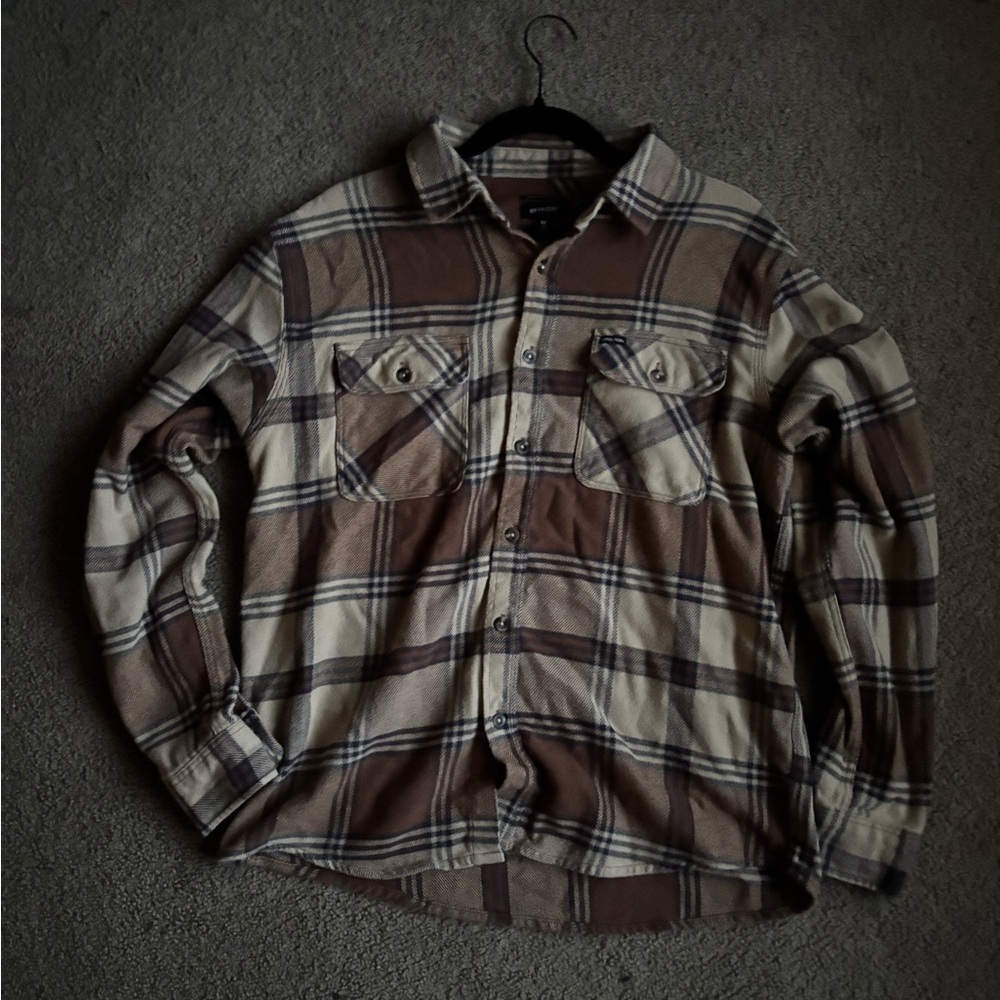 Brixton Tan and Brown Plaid Shirt